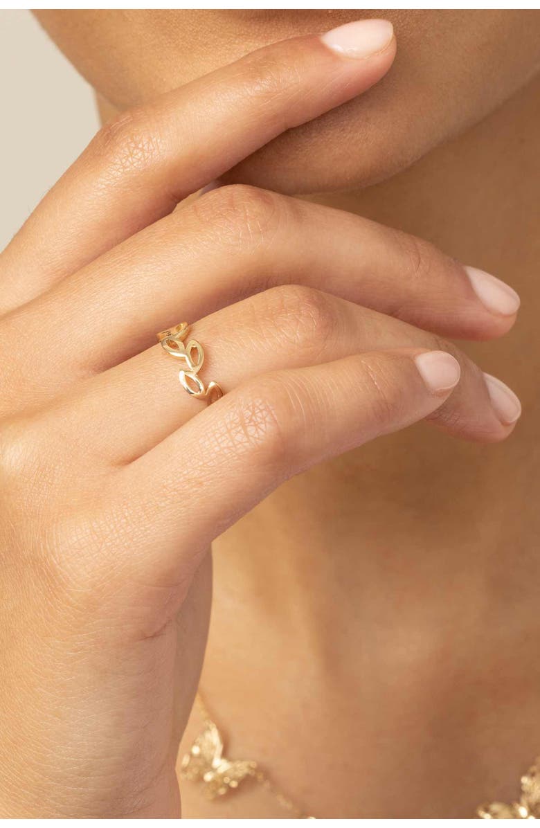 Oradina 14K Gold Leaf Your Mark Ring, Alternate, color, Yellow Gold