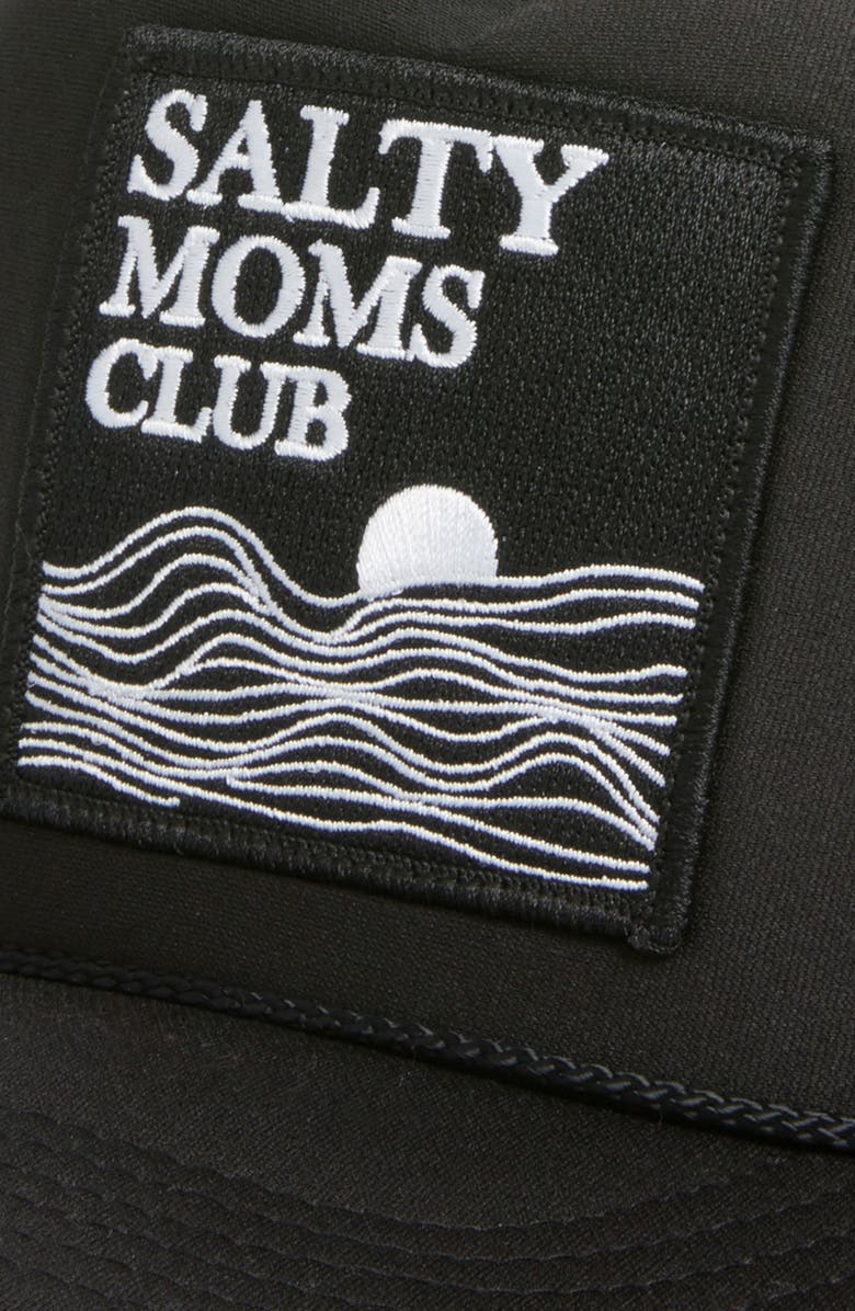 Friday Feelin’ Salty Moms Club Patch Trucker Hat, Alternate, color, Black