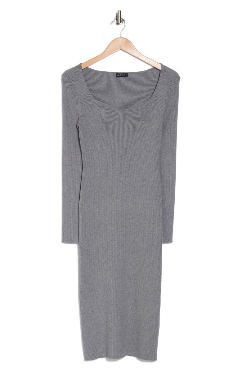 AREA STARS Blaine Long Sleeve Ribbed Midi Dress, Alternate, color, 