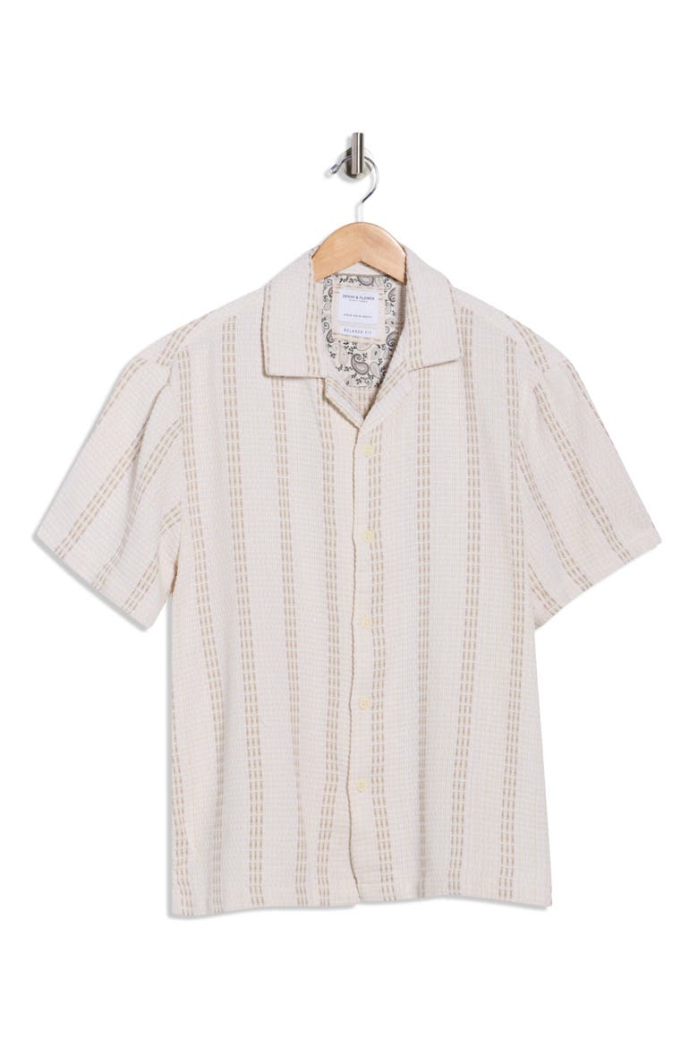 Stripe Textured Camp Shirt, Alternate, color, OFF WHITE