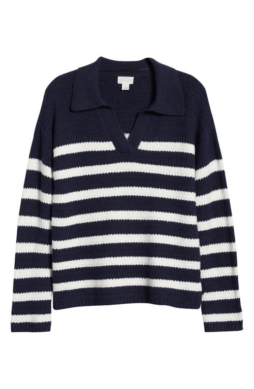 CASLON CASLON® STRIPE TEXTURED POLO SWEATER 
