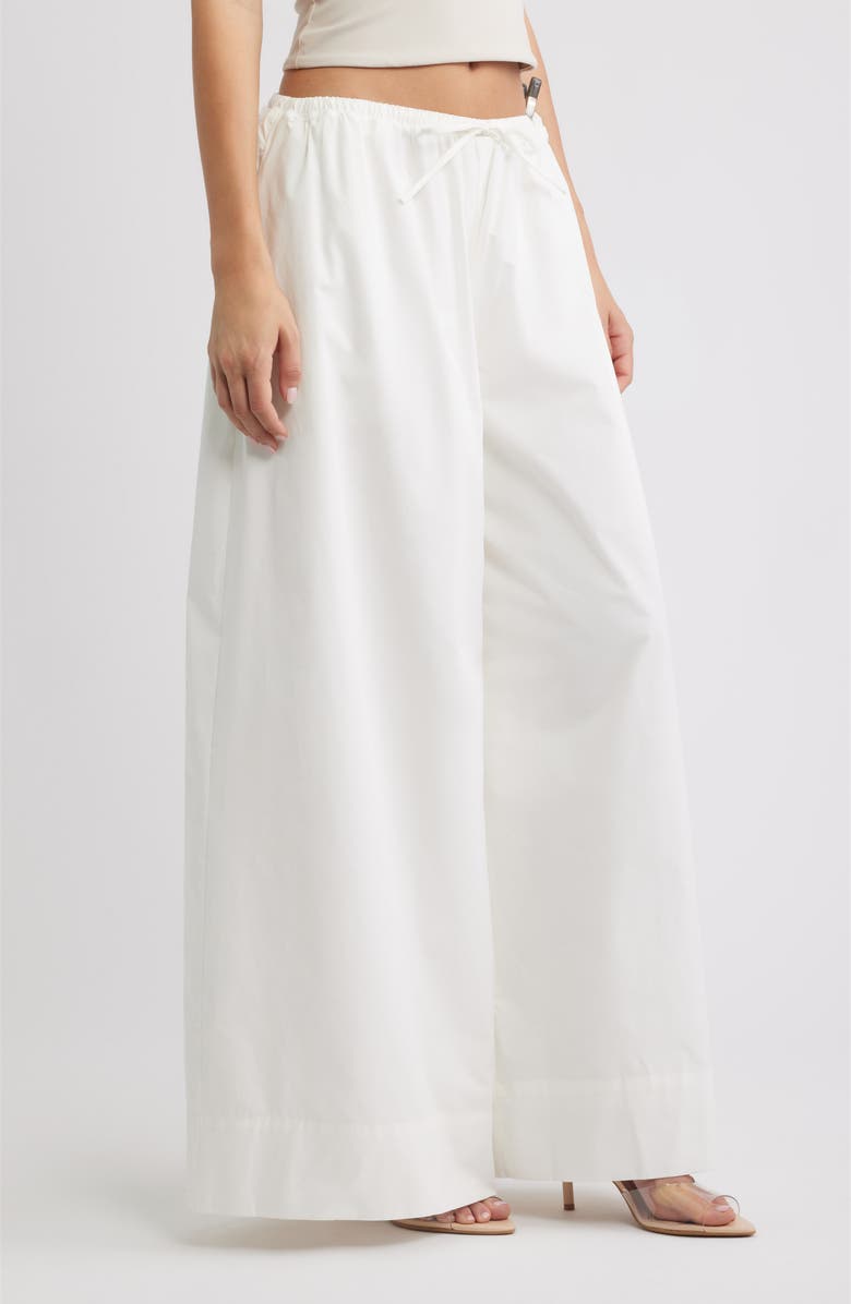 HOUSE OF CB Jae Stretch Cotton Wide Leg Pants, Alternate, color, White