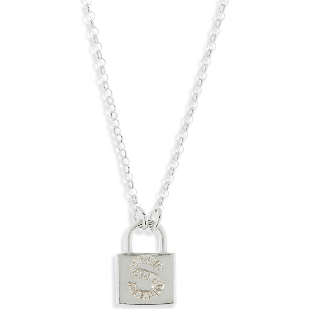 Meshmerise Diamond Padlock Initial Pendant Necklace