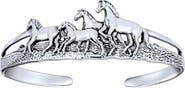 BLING JEWELRY Sterling Silver Wild Horses Equestrian Cuff