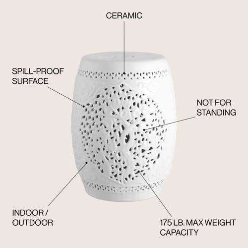 Jonathan Y Tree Of Life 18" Ceramic Garden Stool In White