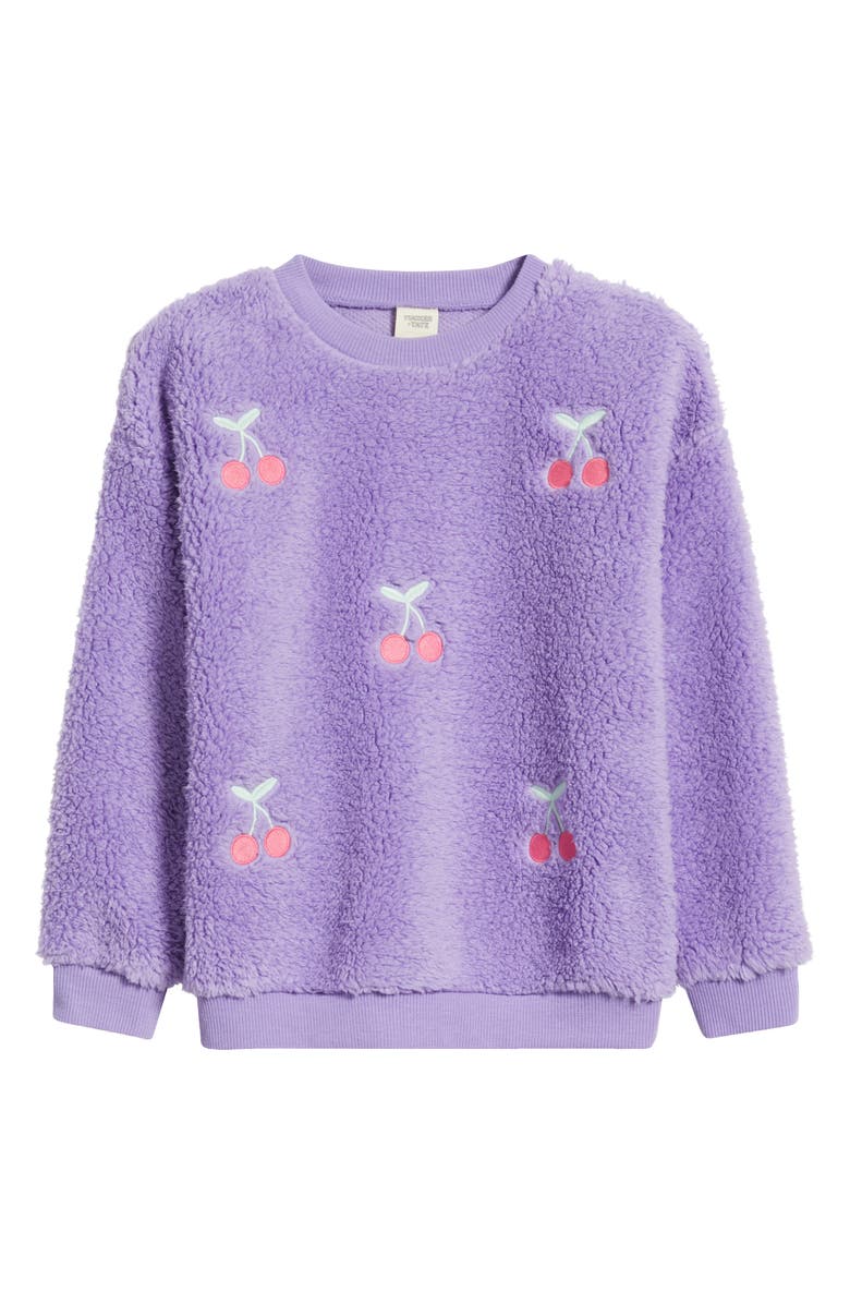 Tucker + Tate Kids' Fluffy Fleece Pullover, Alternate, color, Purple Bonnet Cherry