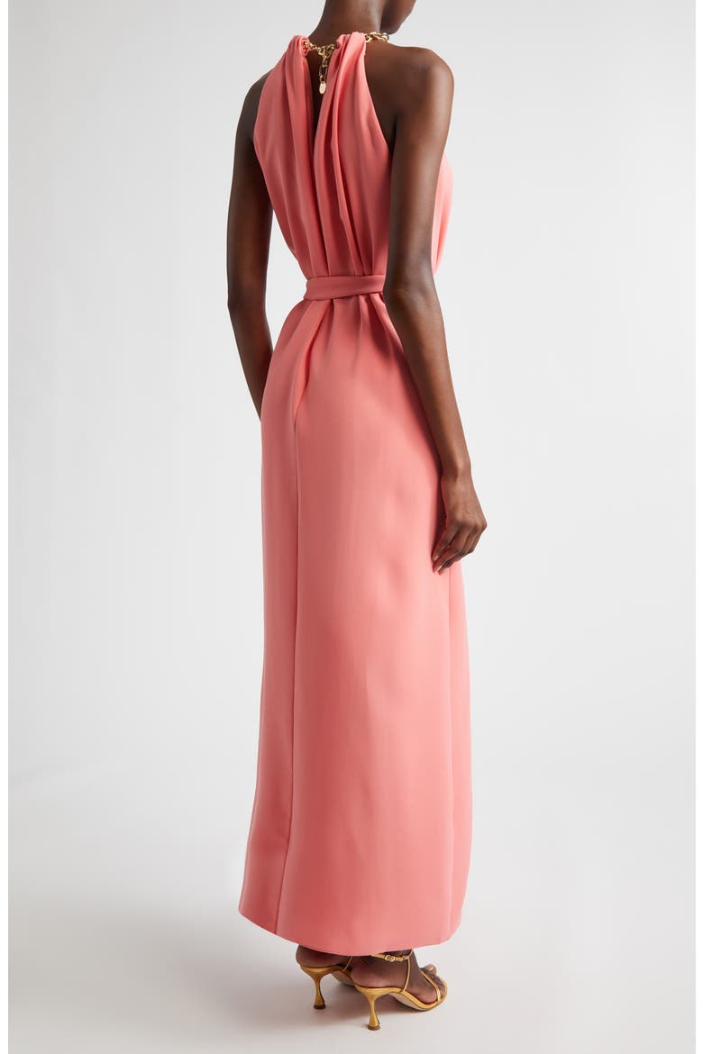 Crepe Halter Neck Dress, Alternate, color, SUNSET