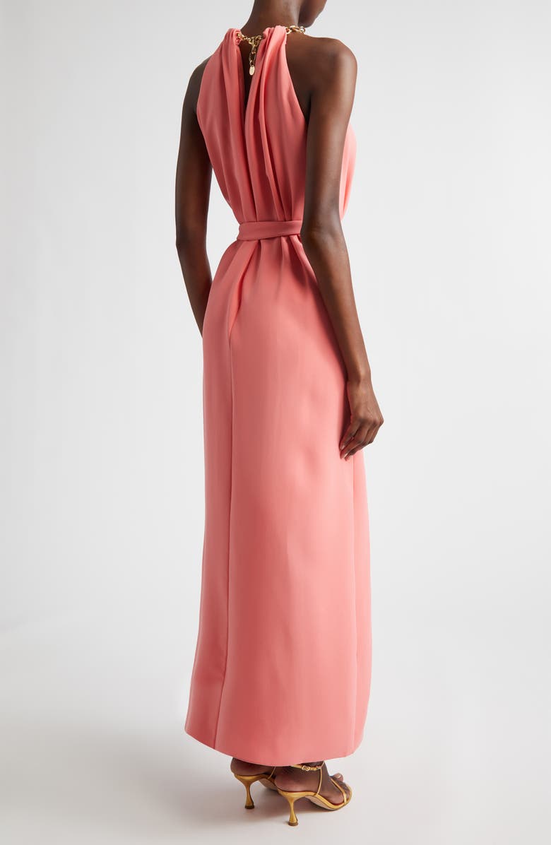 Carolina Herrera Crepe Halter Neck Dress, Alternate, color, Sunset