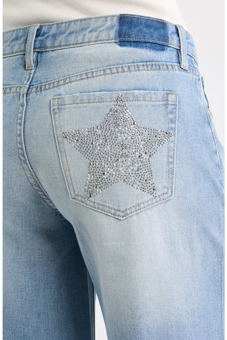 Star Studded Low Rise Wide Leg Jeans, Alternate, color, VINTAGE LIGHT WASH