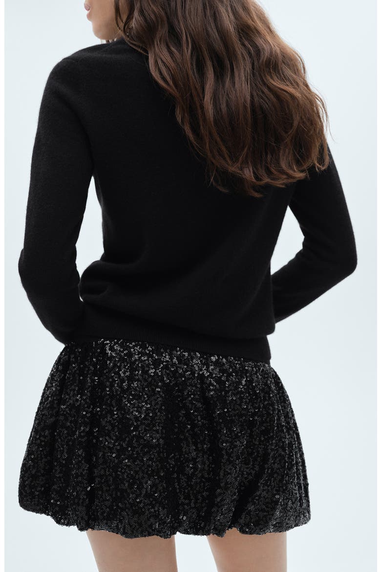 Xnuba Sequin Bubble Hem Miniskirt, Alternate, color, BLACK
