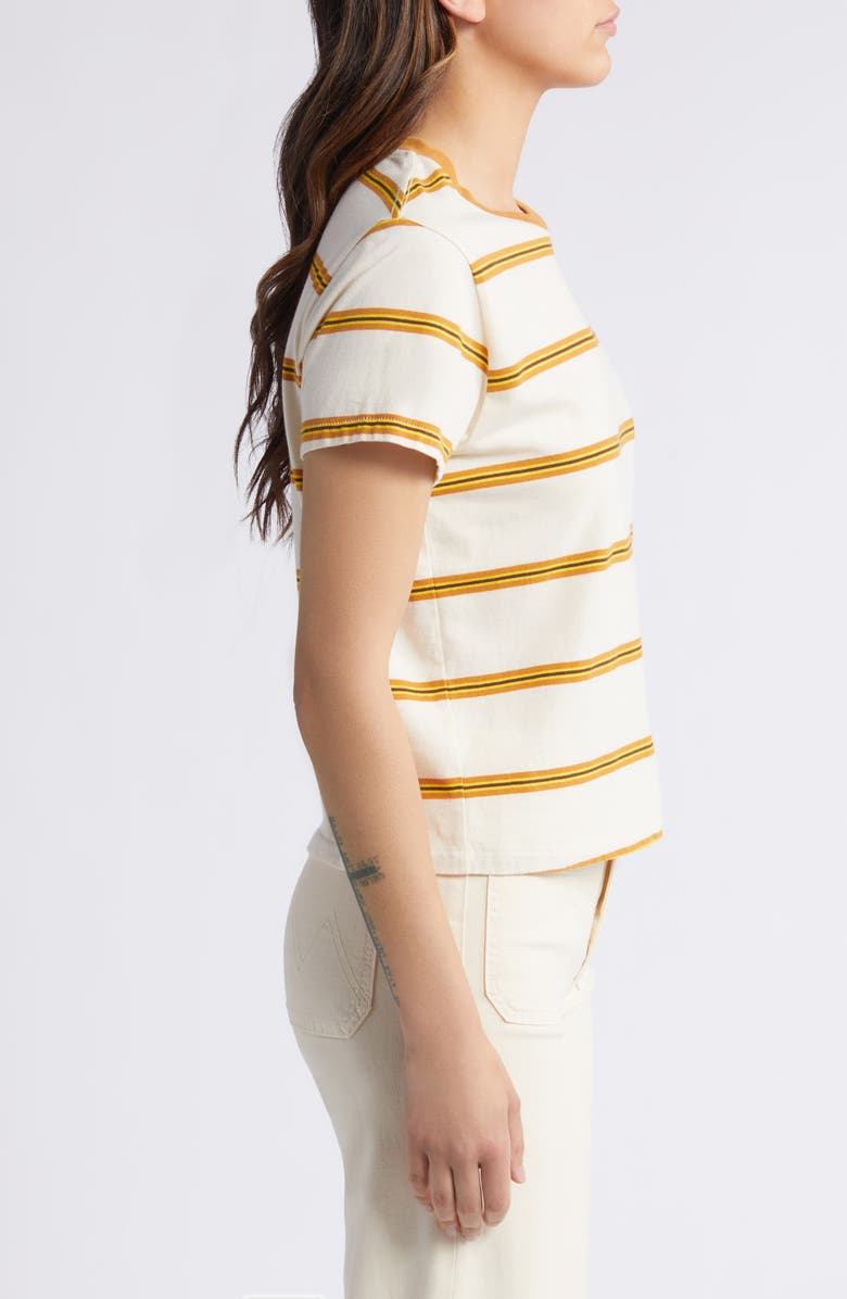 THE GREAT. The Little Stripe Crewneck Cotton T-Shirt, Alternate, color,