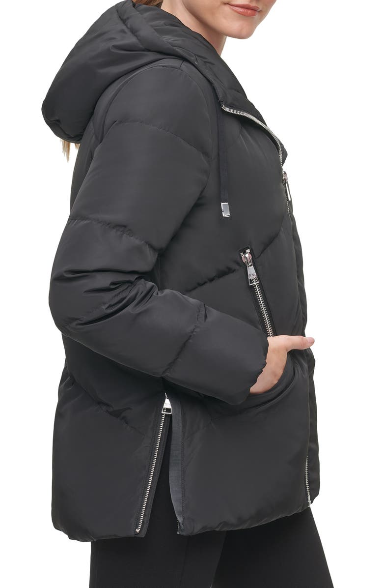KARL LAGERFELD PARIS Water Resistant Hooded Down & Feather Puffer Jacket, Alternate, color, 