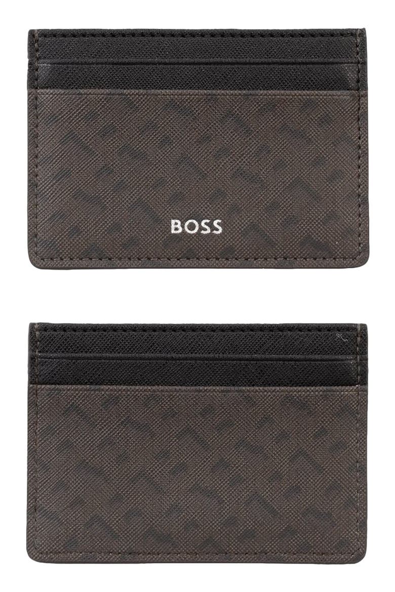 Zair Bonded Leather Card Holder, Main, color, DARK BROWN