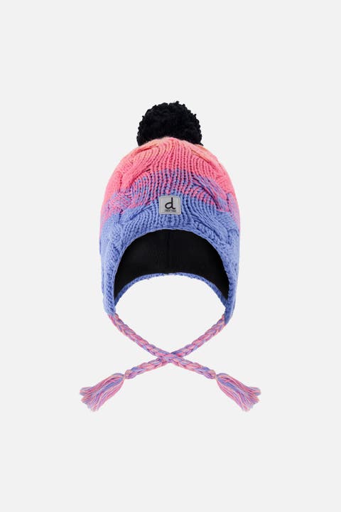 Winter Peruvian Gradient Fleece-Lined Pompom Knit Hat