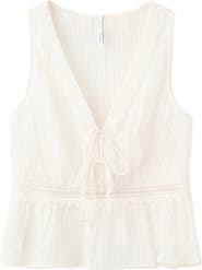 MANGO Elena Lace Peplum Top