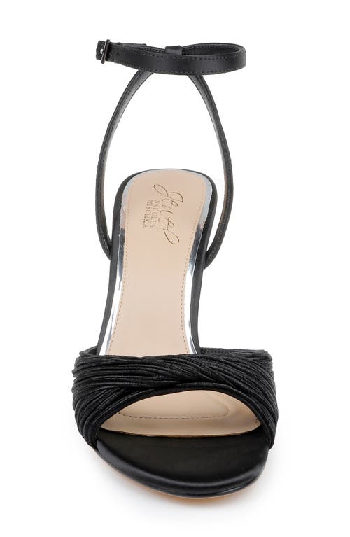 Jewel Badgley Mischka Nanette Braided Ankle Strap Sandal In Black Satin