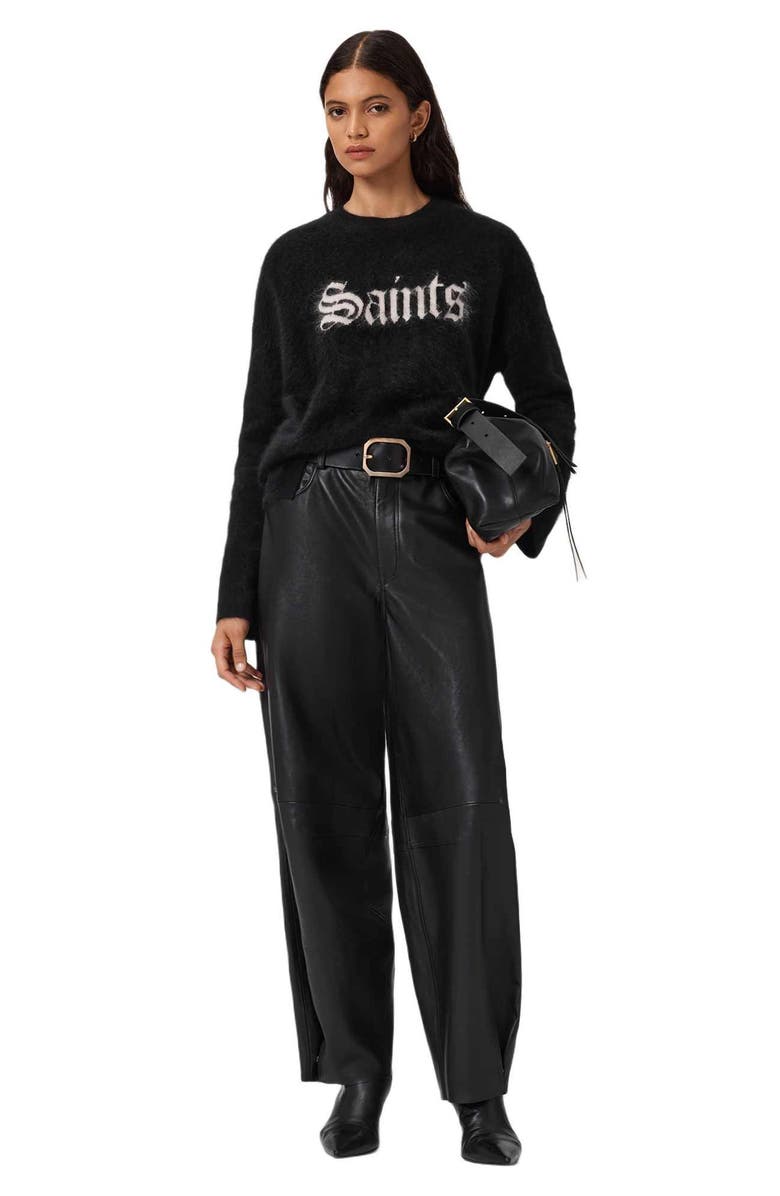 AllSaints Saints Crewneck Cashmere Sweater, Alternate, color, Black/ Chalk White