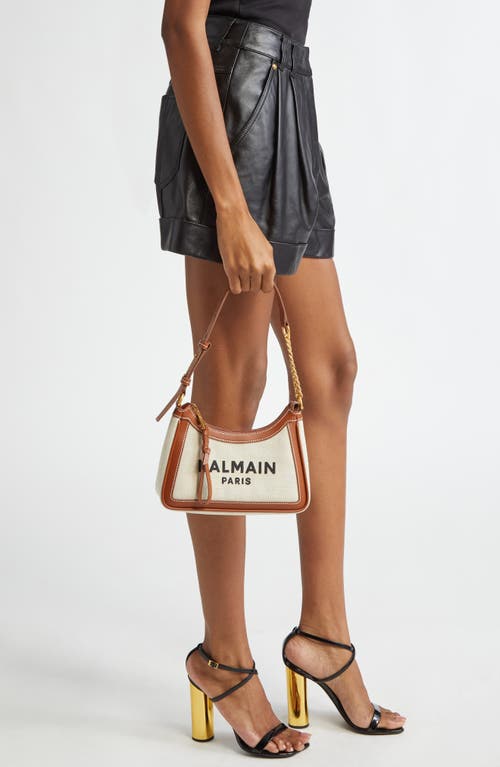Balmain B-army Canvas & Leather Shoulder Bag In Brown