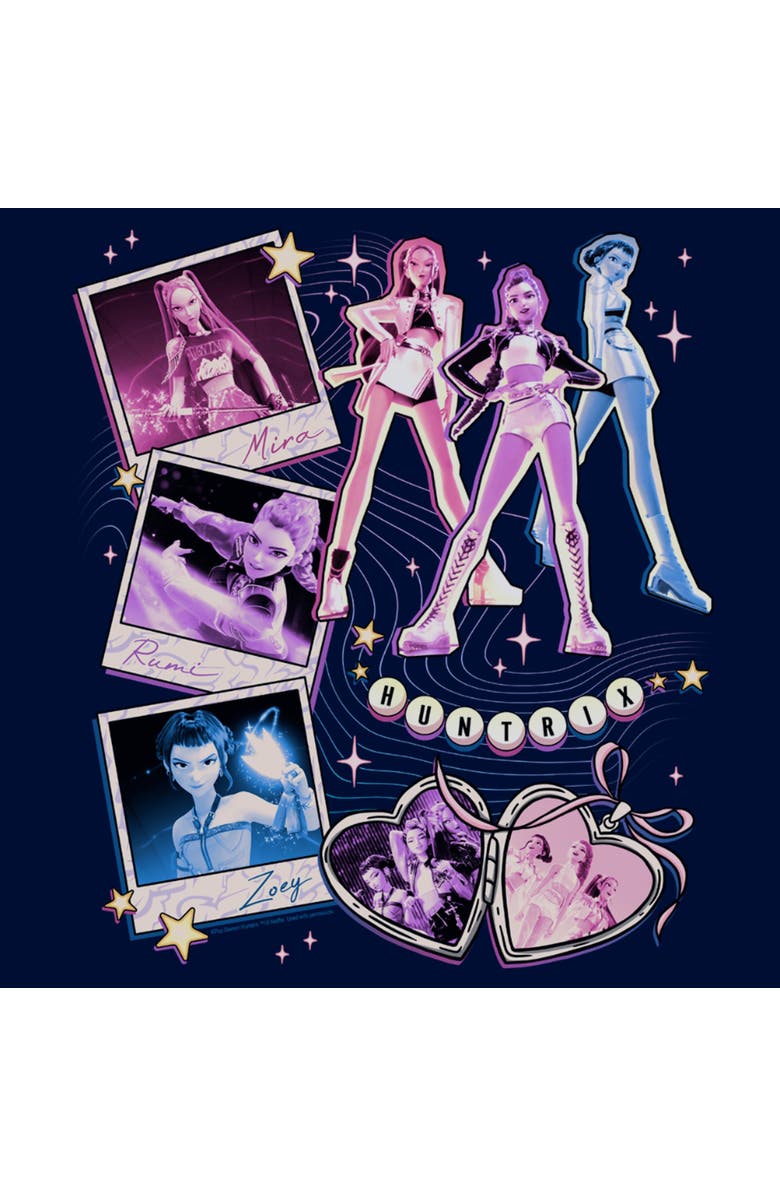 KPop Demon Hunters Boy's KPop Demon Hunters Huntrix Cute Instant Film Portrait Graphic T-Shirt, Alternate, color, Navy Blue