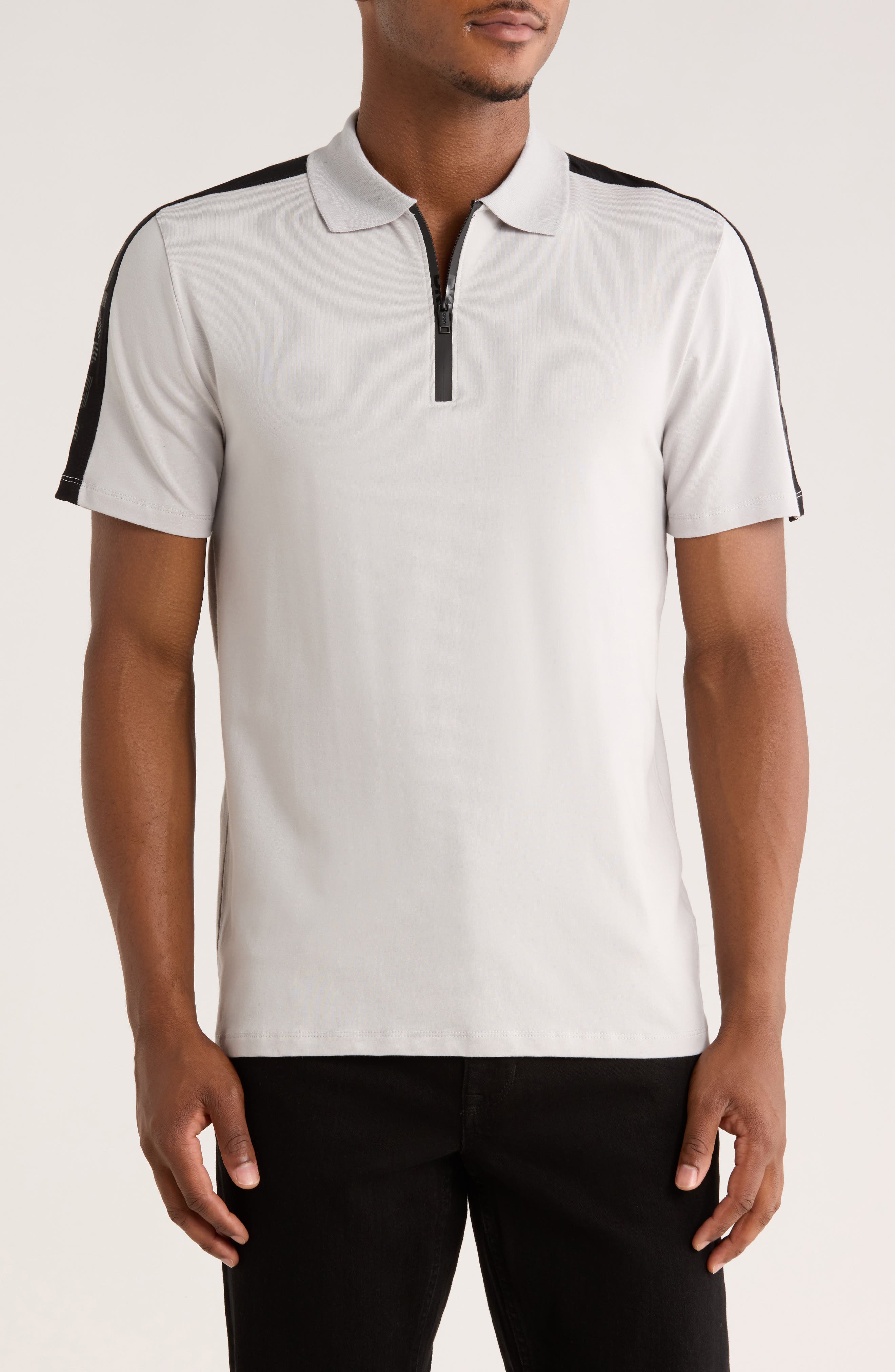 DKNY SPORTSWEAR Zach Stretch Cotton Quarter Zip Polo