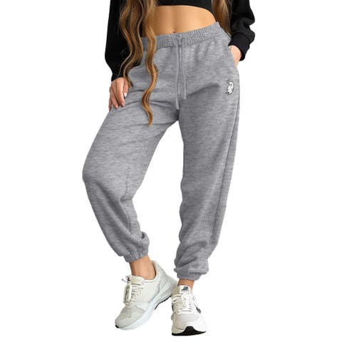 Womens Heartly Ghost Embroidered Fleece Sweatpants