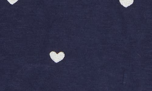 Lucky Brand Daisy All Over Embroidered Cotton Tee In Navy