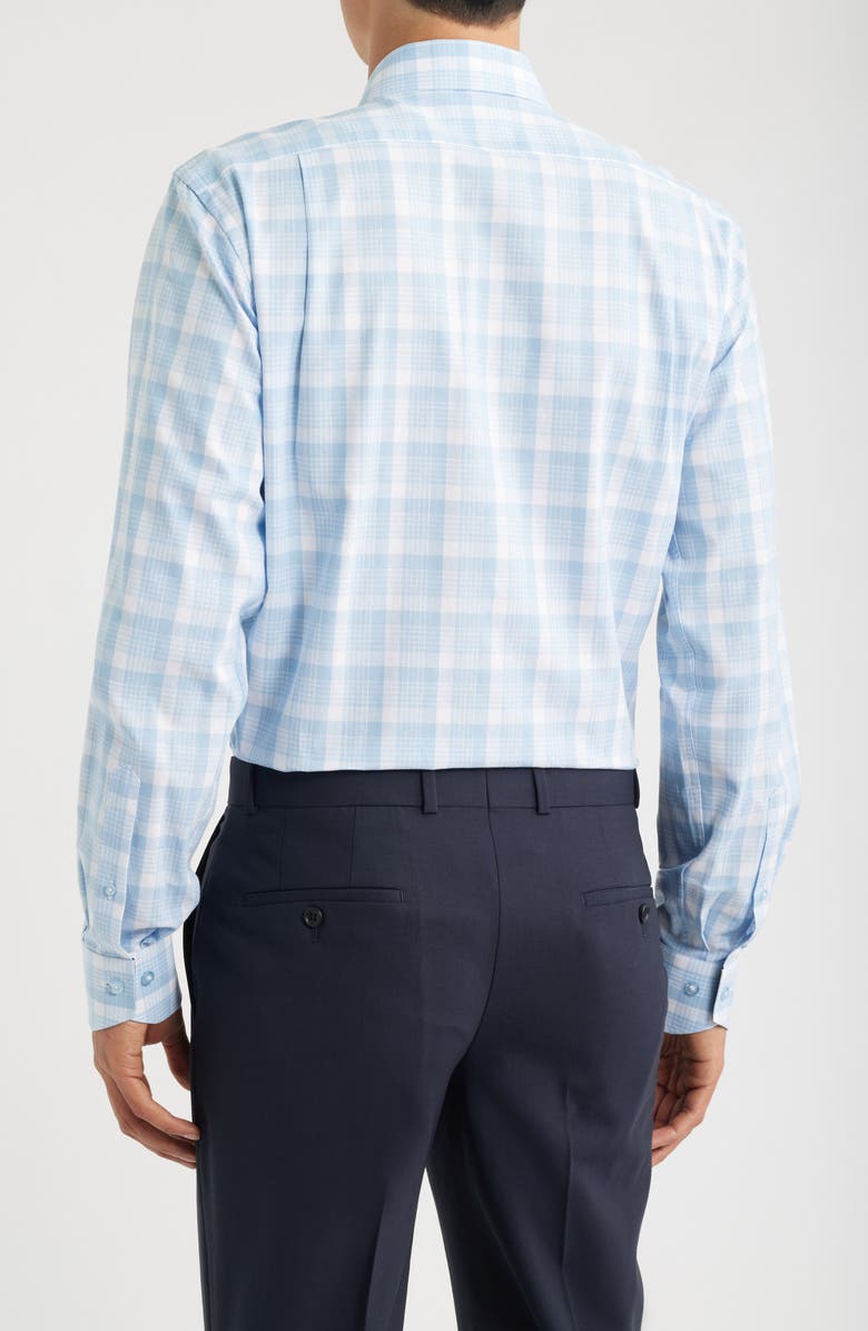 Lorenzo Uomo Trim Fit Plaid Check Cotton Dress Shirt, Alternate, color, Light Blue