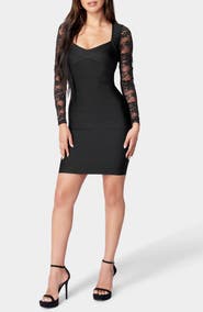 bebe Lace Sleeve Bandage Minidress