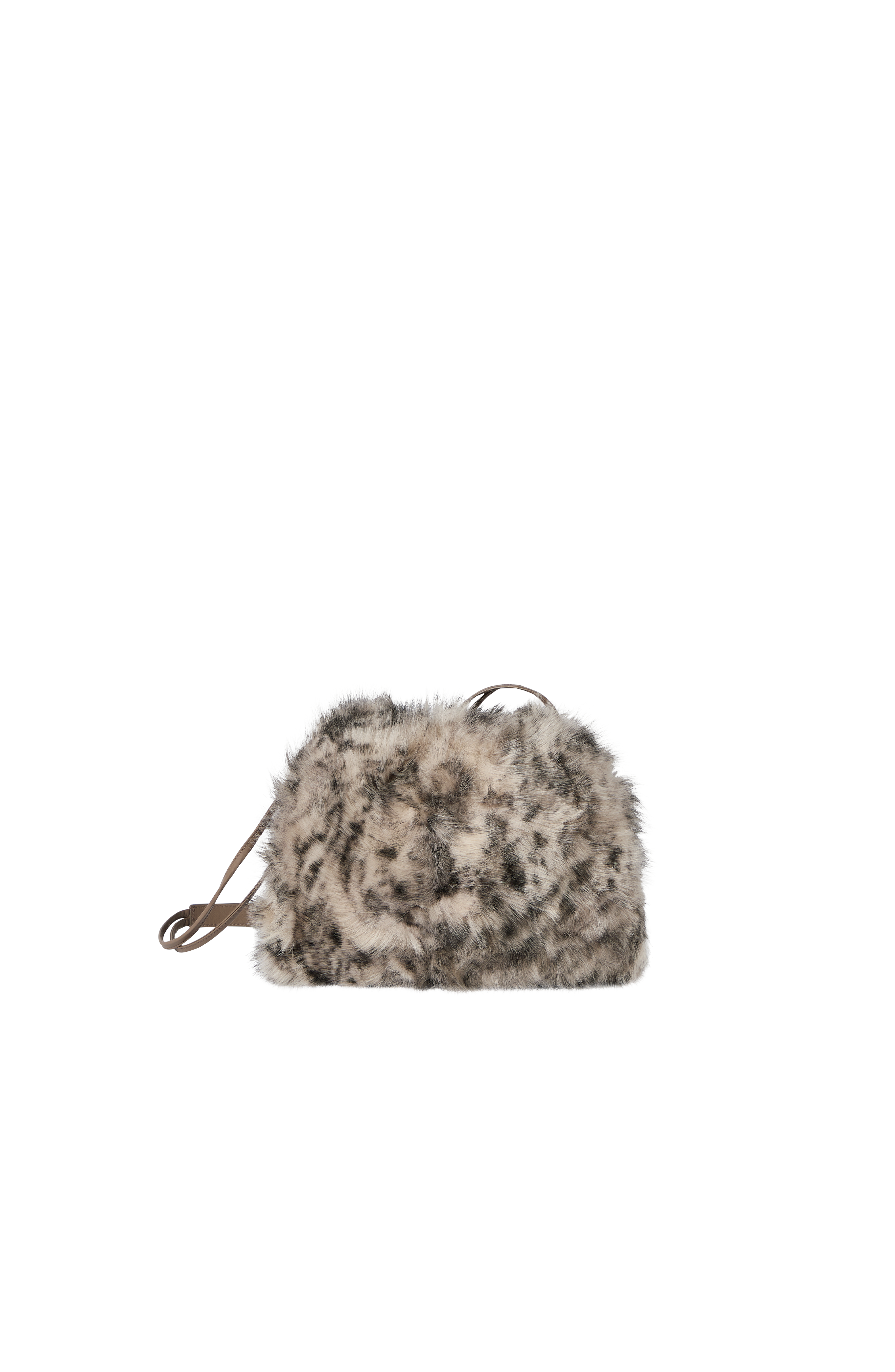 Pouch bag in lynx-effect shearling with monili, Alternate, color, Beige