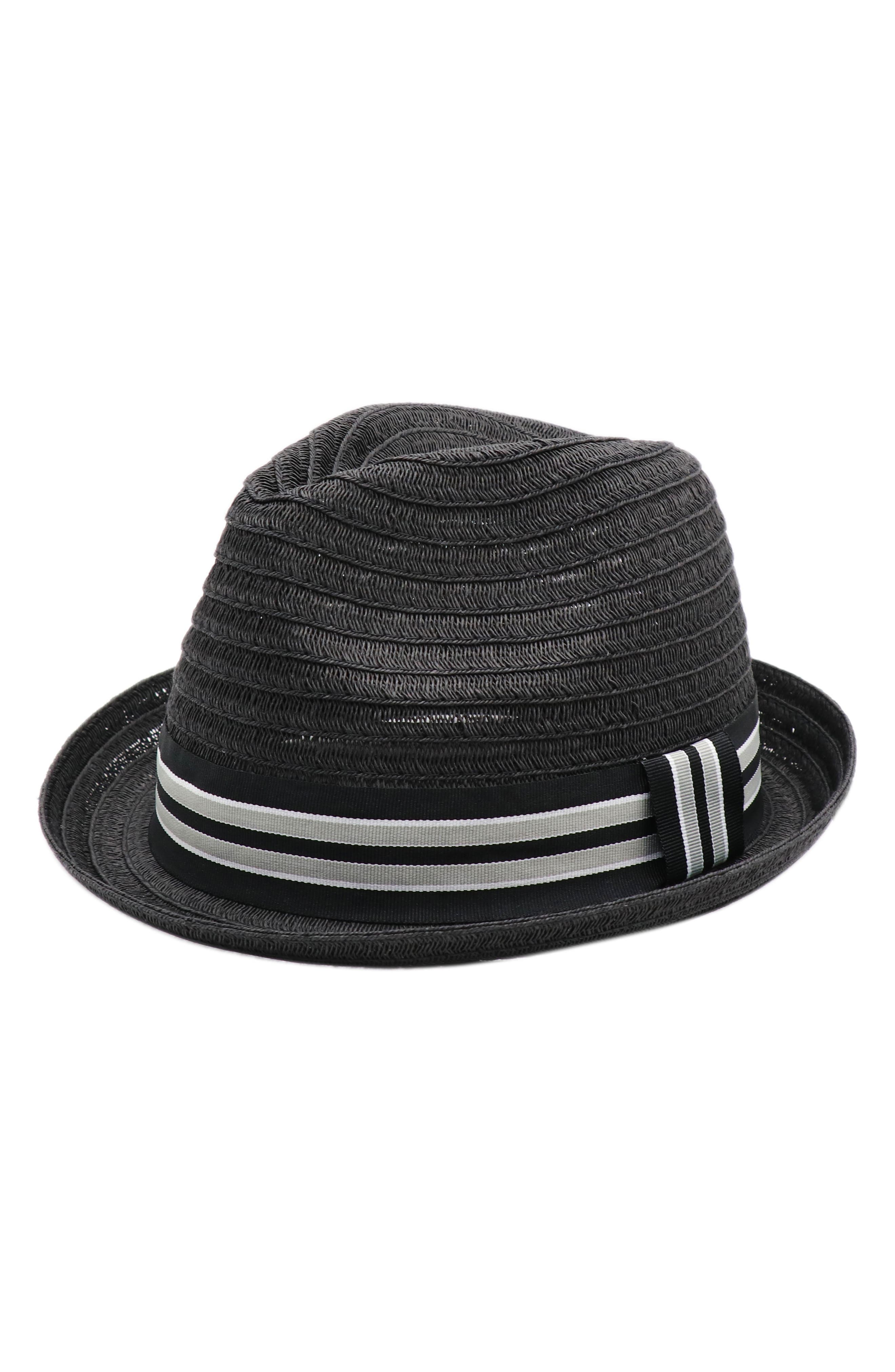 Bruno Magli Packable Trilby Straw Fedora Hat