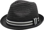 Bruno Magli Packable Trilby Straw Fedora Hat