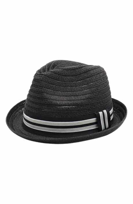 Bruno Magli Packable Trilby Straw Fedora Hat