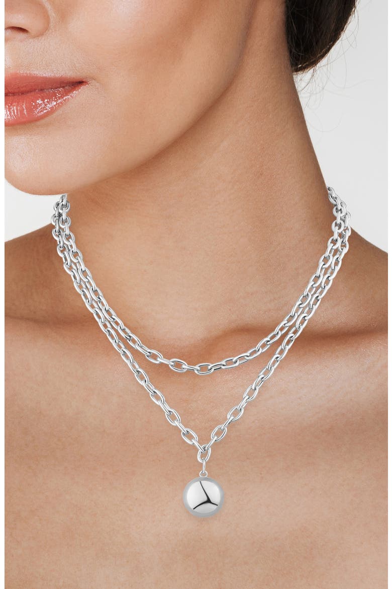 Disc Pendant Layered Necklace (Nordstrom Exclusive), Alternate, color, SILVER