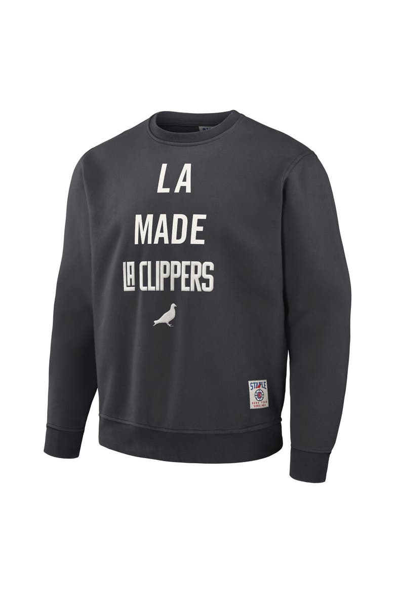 Men's NBA x Staple Anthracite LA Clippers Plush Pullover Sweatshirt, Alternate, color, Anthracite