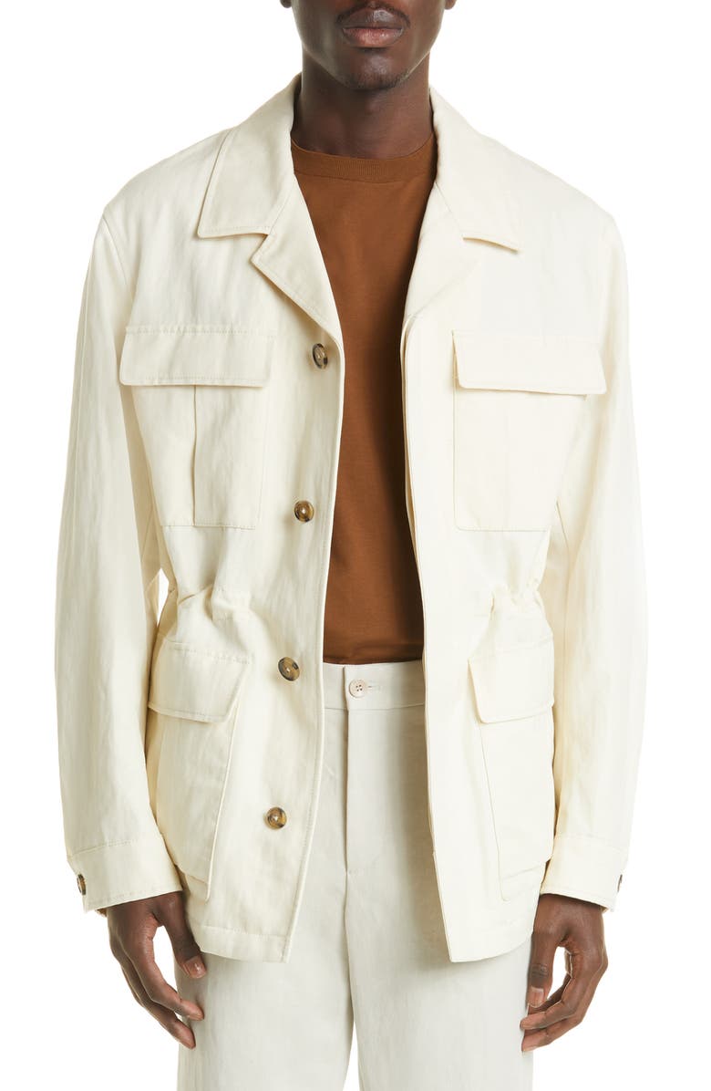 Loro Piana Men's Mojave Cotton & Linen Safari Jacket, Main, color, 