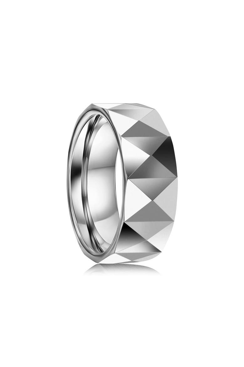 Men's Faceted Tungsten Ring, Alternate, color, SILVER