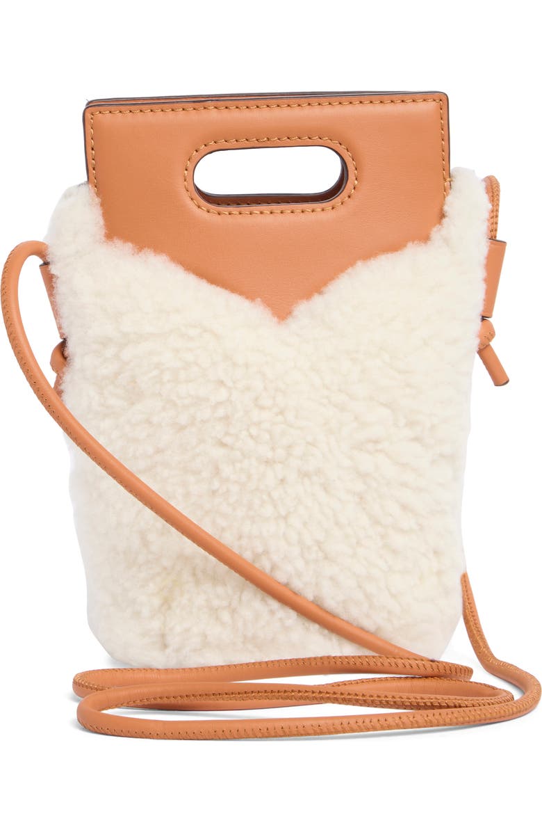 MCM Diamond Genuine Shearling Crossbody Bag, Alternate, color, White