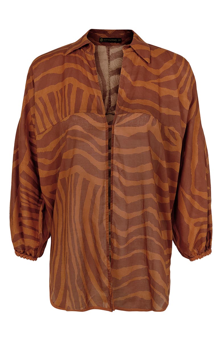 ViX Paula Hermanny Sundown Mori Cover-Up Shirt, Alternate, color, Brown Multi