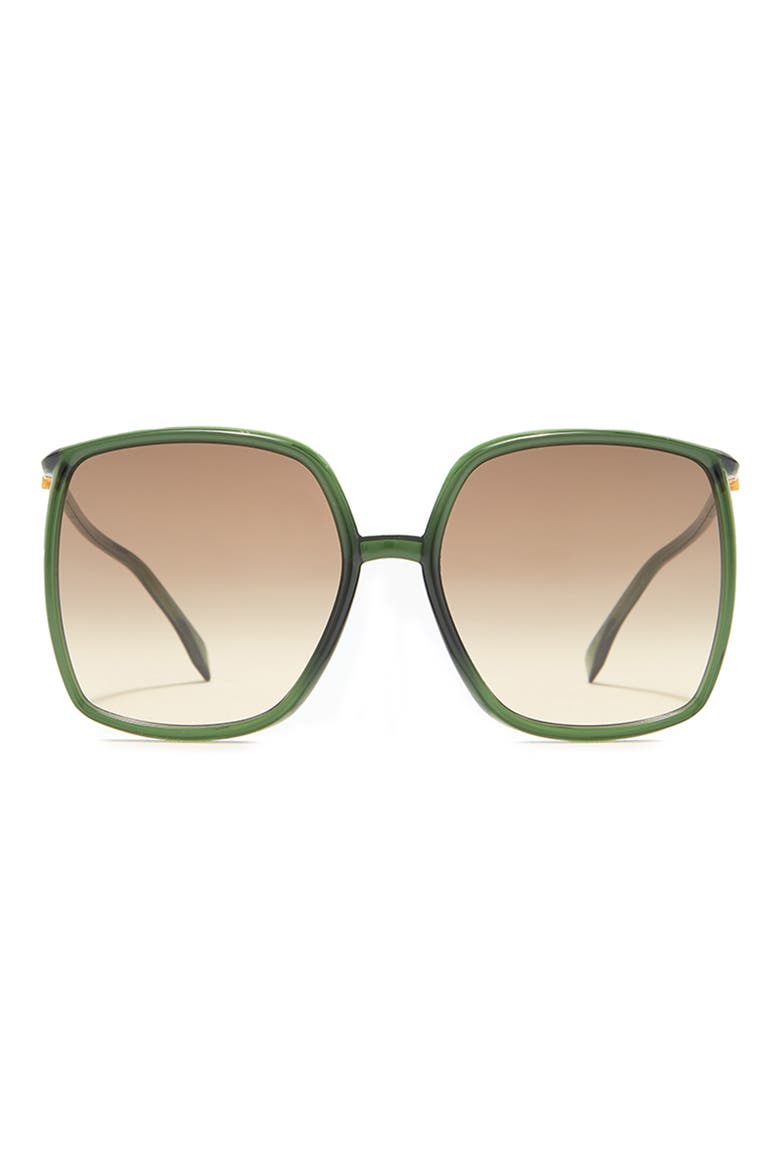 60mm Rectangle Sunglasses, Main, color, GREEN / BROWN GRADIENT