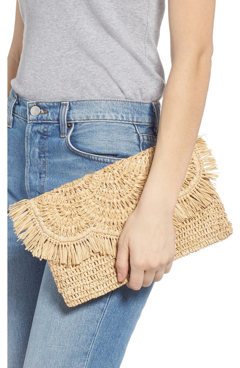 Nordstrom Woven Raffia Clutch, Alternate, color,