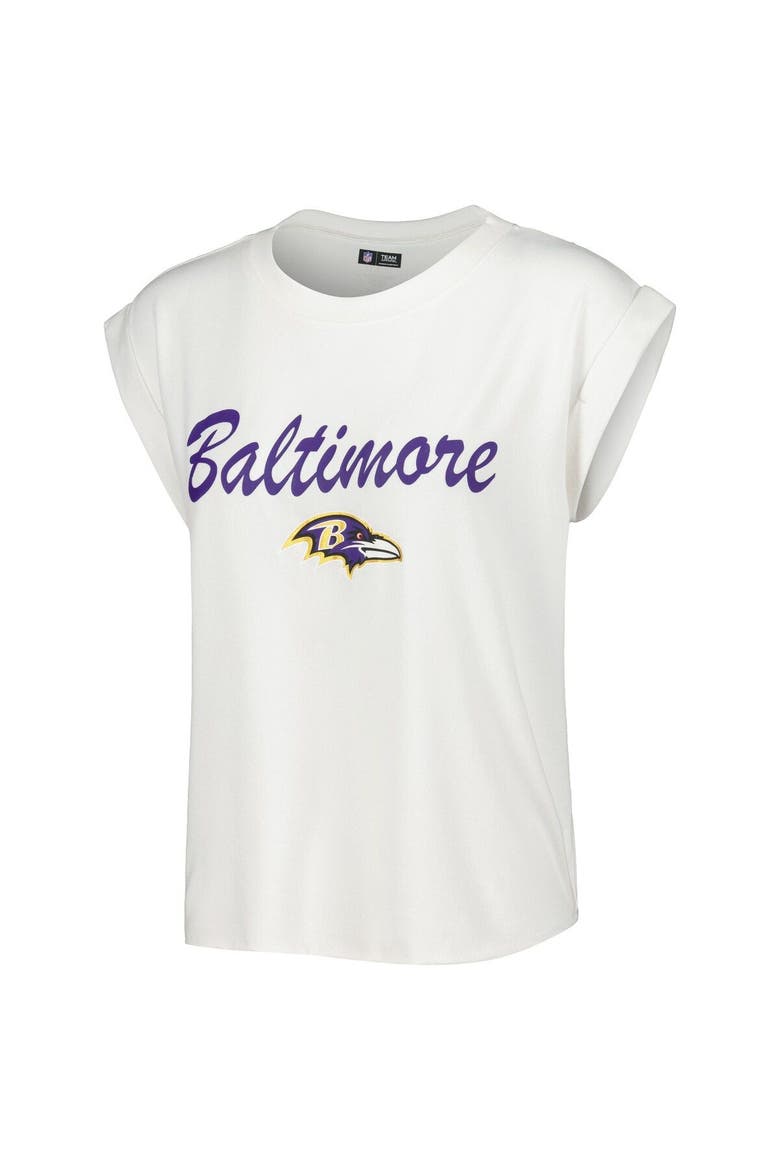 Women's Concepts Sport White/Cream Baltimore Ravens Montana Knit T-Shirt & Shorts Sleep Set, Alternate, color, White