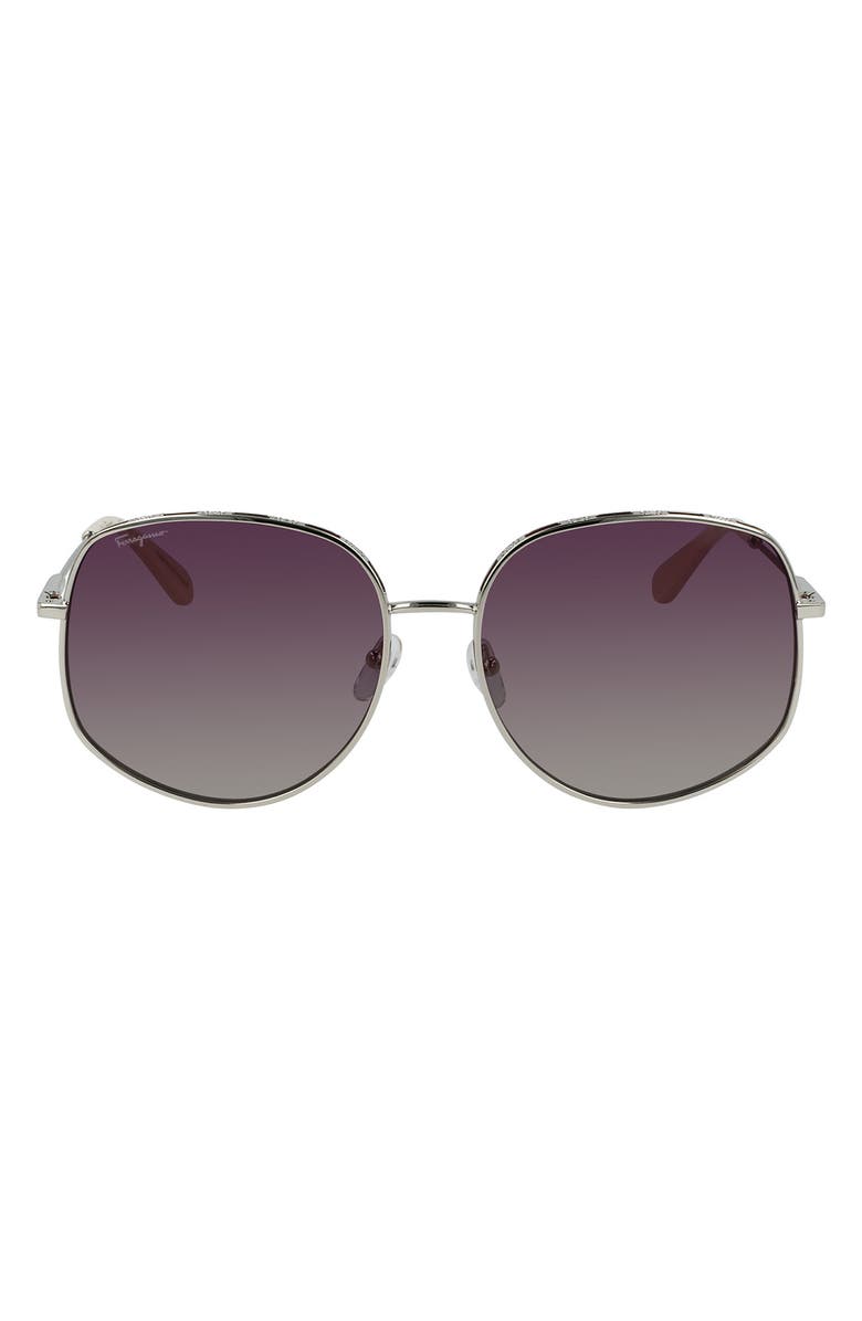 FERRAGAMO 61mm Gancini Oversize Sunglasses, Main, color, 