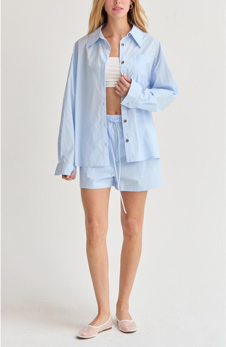CRESCENT Oversized Poplin Shirt Two Piece Set, Alternate, color, Light Blue