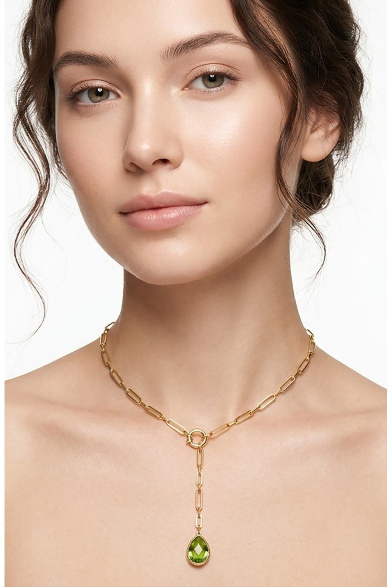 Prasiolite Lariat Necklace, Alternate, color, GREEN/ GOLD