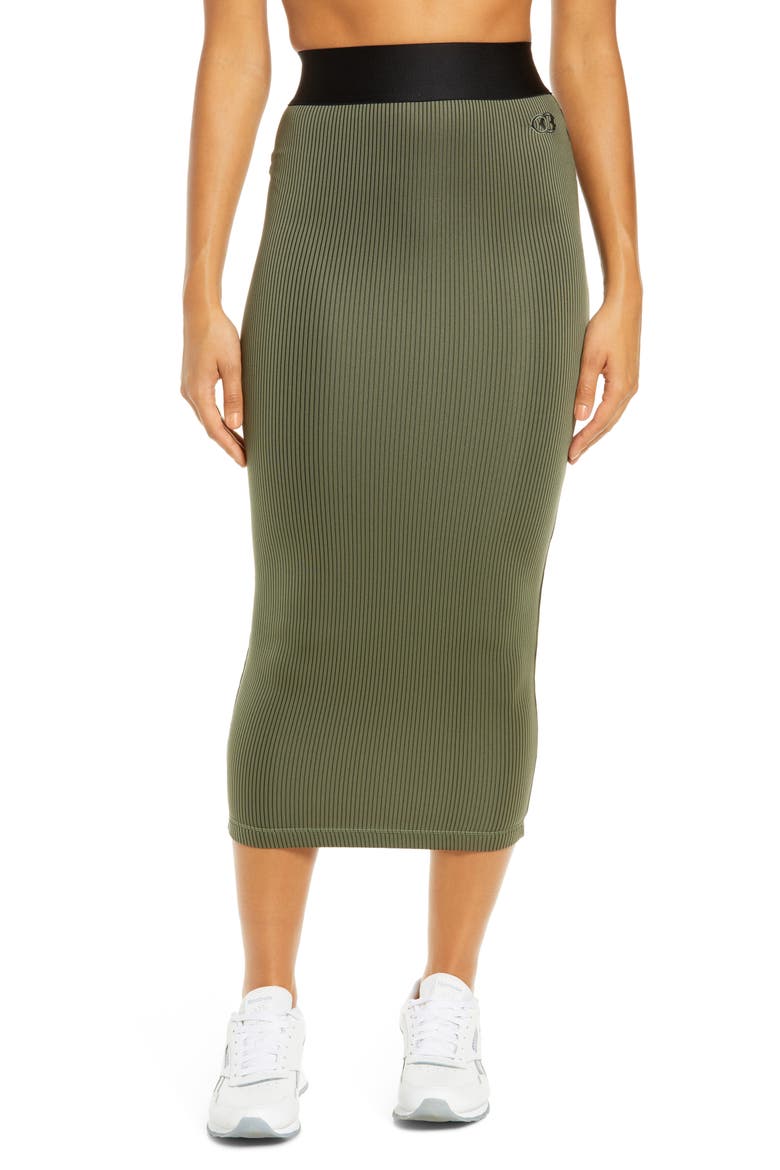 x Cardi B Ribbed Skirt, Main, color, BLACK