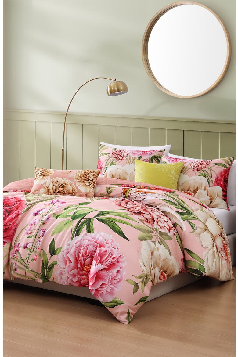 Spring Forever Reversible Cotton Sateen Comforter Set, Alternate, color, PINK