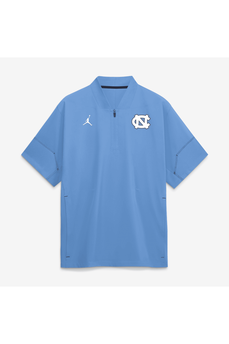 Men's Jordan Brand Carolina Blue North Carolina Tar Heels 2026 Sideline Short Sleeve Quarter-Zip Coach Jacket, Alternate, color, Light Blue