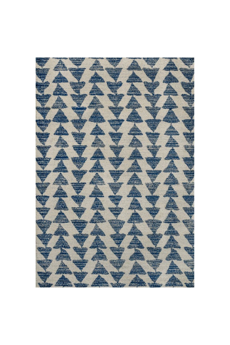 Aisha Moroccan Triangle Geometric Area Rug, Main, color, Cream/Navy