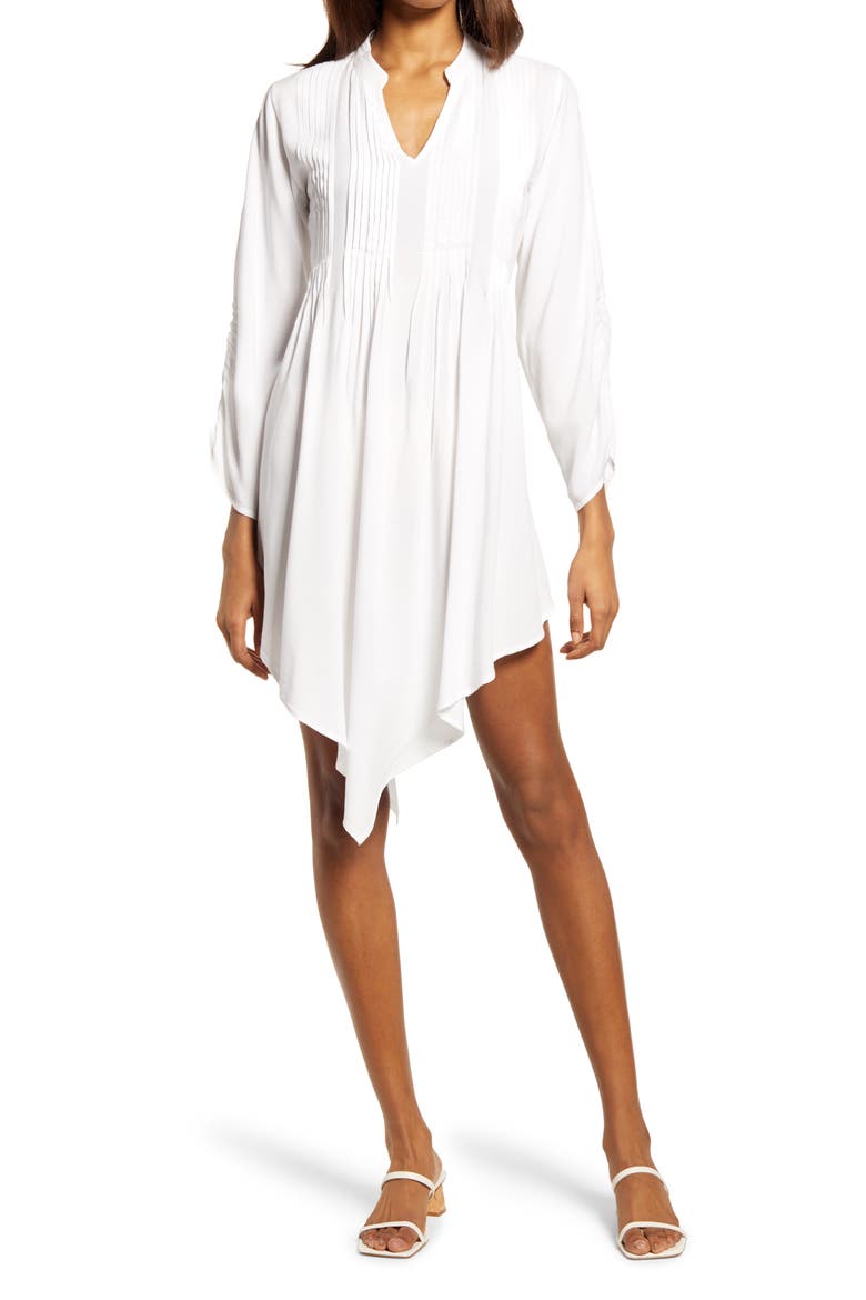 Rina Handkerchief Hem Dress, Main, color, WHITE