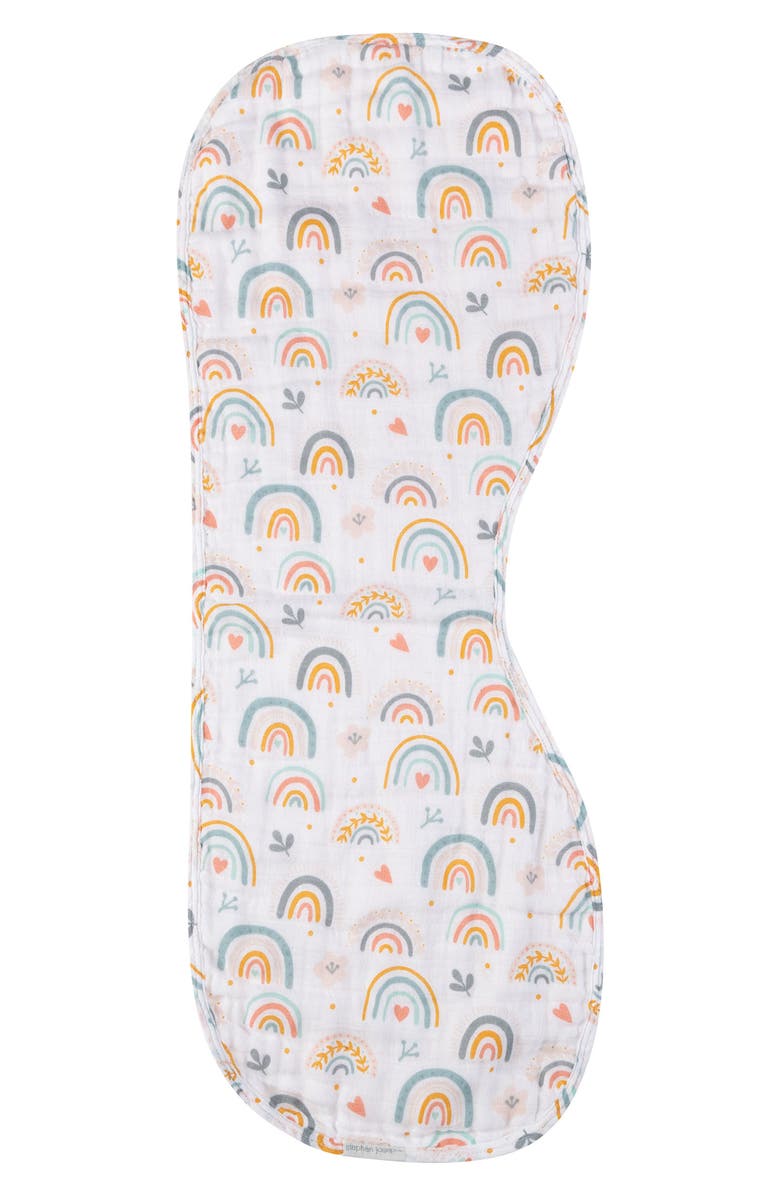 Stephen Joseph 2-Pack Reversible Cotton Muslin Burp Cloths, Alternate, color, Rainbow